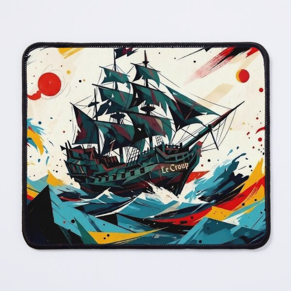 Item preview, Abstract Pirate Ship Storm Colorful Ocean Waves Modern Nautical Art designed and sold by Meteor Destroyer.