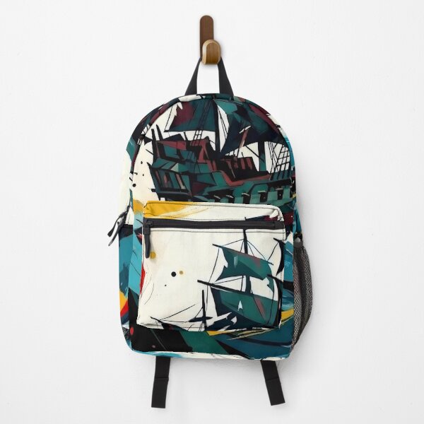 Item preview, Abstract Pirate Ship Storm Colorful Ocean Waves Modern Nautical Art designed and sold by Meteor Destroyer.
