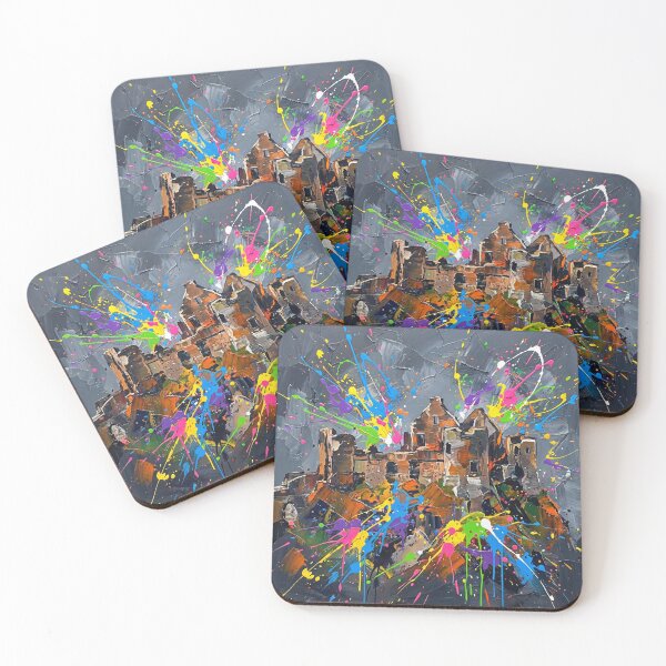 Item preview, Dunluce Castle Abstract Splatter Art – Northern Ireland Landscape designed and sold by Printpix.