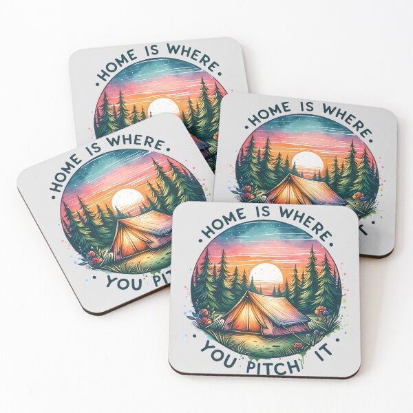 Item preview, Home Is Where You Pitch It Funny Camping Tent Nature Watercolor Badge designed and sold by Testarossi Designs.