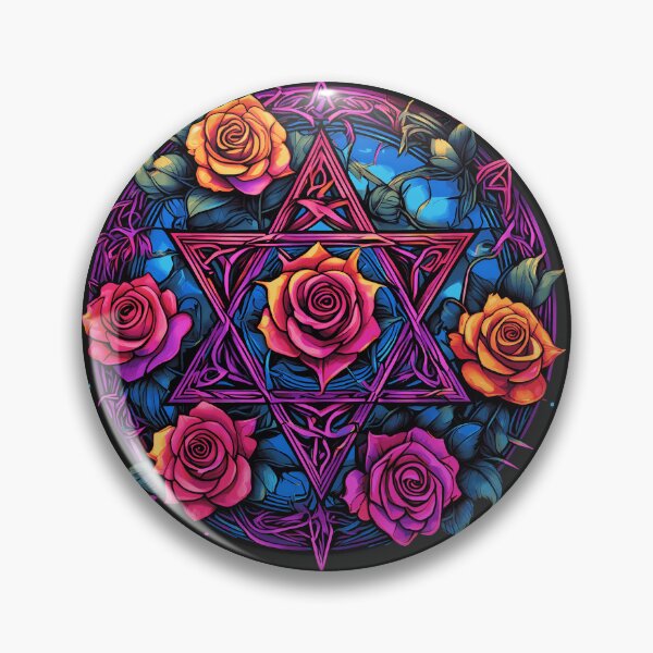 Item preview, Vivid Rainbow Pentagram and Roses Gothic svg design designed and sold by Liliths-Closet.