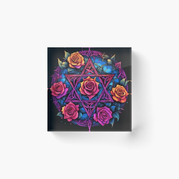 Item preview, Vivid Rainbow Pentagram and Roses Gothic svg design designed and sold by Liliths-Closet.