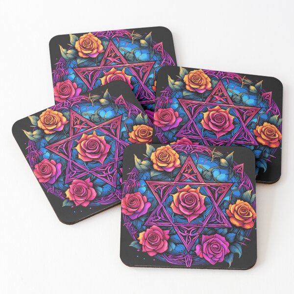 Item preview, Vivid Rainbow Pentagram and Roses Gothic svg design designed and sold by Liliths-Closet.