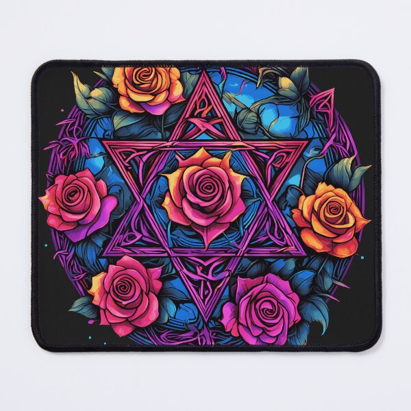 Item preview, Vivid Rainbow Pentagram and Roses Gothic svg design designed and sold by Liliths-Closet.