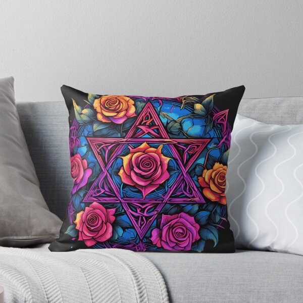 Item preview, Vivid Rainbow Pentagram and Roses Gothic svg design designed and sold by Liliths-Closet.