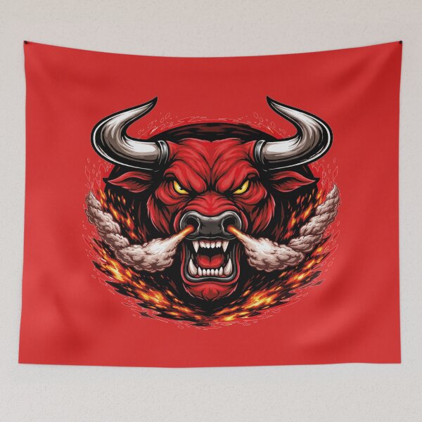 Item preview, Flaming Angry Bull – Fiery Rage Mascot Logo designed and sold by MerlinWear.