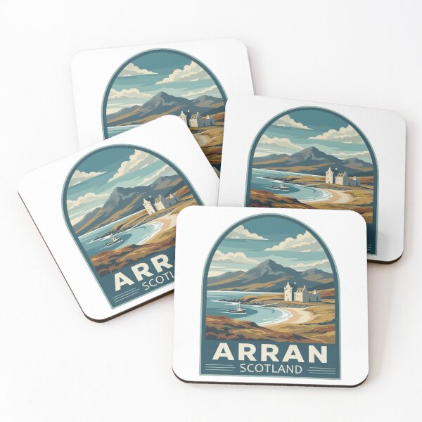 Item preview, Isle of Arran Scotland Vintage Travel Poster Lochranza Castle Art designed and sold by Loom on the Loch.
