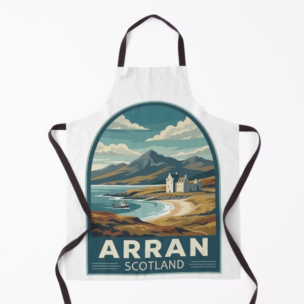 Item preview, Isle of Arran Scotland Vintage Travel Poster Lochranza Castle Art designed and sold by Loom on the Loch.