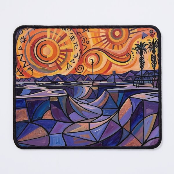 Item preview, Colorful Abstract Landscape Sunset Geometric Desert Palm Modern Art Print designed and sold by Meteor Destroyer.
