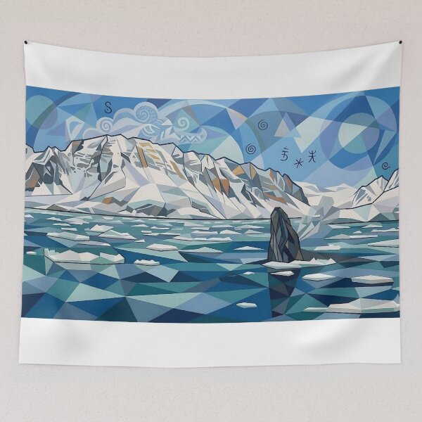 Item preview, Low Poly Arctic Landscape Ice Ocean Geometric Minimalist Nature Art designed and sold by Meteor Destroyer.