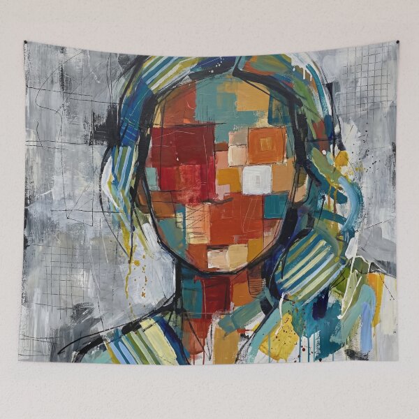 Item preview, The Facelsss Woman - Abstract Geometric Faceless Portrait – Colourful Modern Art designed and sold by Printpix.