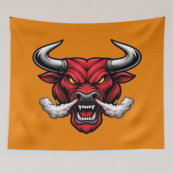 Item preview, Furious Bull Snorting Smoke – Rage Power Mascot Logo designed and sold by MerlinWear.
