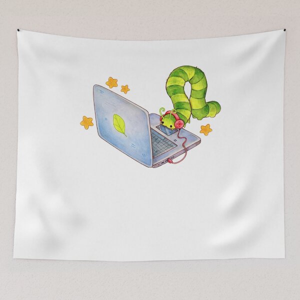 Item preview, Caterpillar Using Laptop designed and sold by krystalRomanart.