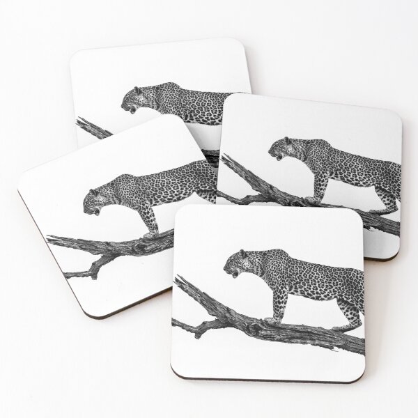 Item preview, black and white profile leopard in bare tree designed and sold by Christine Crosby - Sunlight Inspirations.
