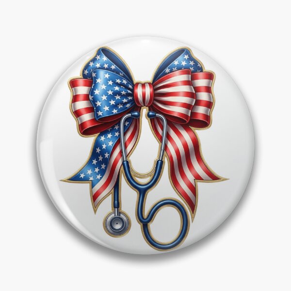 Item preview, Patriotic Nurse Bow with Stethoscope – American Flag Medical Pride Gift designed and sold by Ladys-Gents.