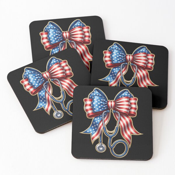 Item preview, Patriotic Nurse Bow with Stethoscope – American Flag Medical Pride Gift designed and sold by Ladys-Gents.