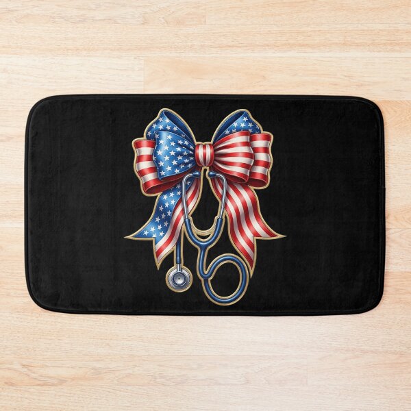 Item preview, Patriotic Nurse Bow with Stethoscope – American Flag Medical Pride Gift designed and sold by Ladys-Gents.