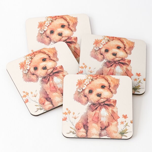 Item preview, Sweet Puppy with Floral Crown | Soft Girl Aesthetic Watercolor Art designed and sold by Tokraz-art.