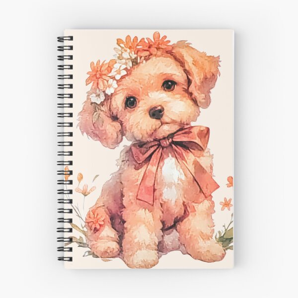 Item preview, Cachorrito adorable con corona floral | Arte acuarela de estilo soft girl designed and sold by Tokraz-art.