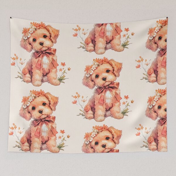 Item preview, Sweet Puppy with Floral Crown | Soft Girl Aesthetic Watercolor Art designed and sold by Tokraz-art.