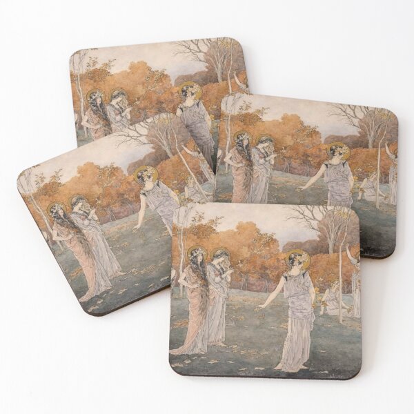 Item preview, The Garden of Maidens - Art Nouveau Painting Classical Women Autumn Scene for Vintage Fine Art Lovers designed and sold by RickE.
