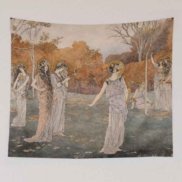 Item preview, The Garden of Maidens - Art Nouveau Painting Classical Women Autumn Scene for Vintage Fine Art Lovers designed and sold by RickE.