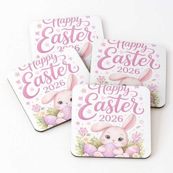Item preview, Happy easter 2026 pink bunny designed and sold by Pure Faith.