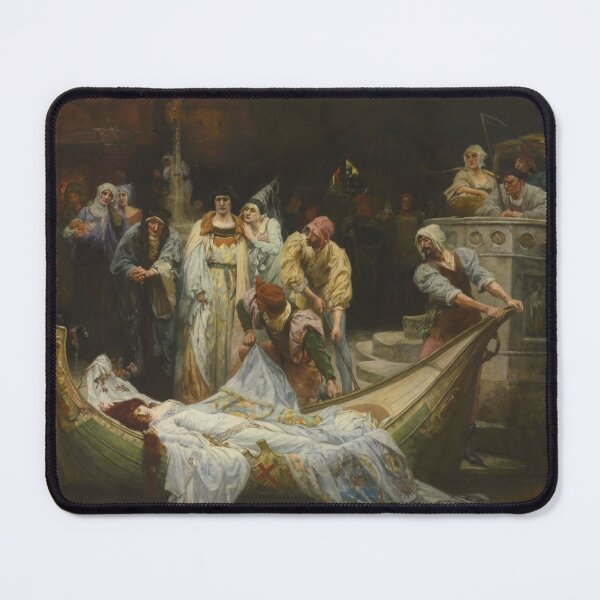 Item preview, The Lady of Shalott Painting - Realist Dramatic Funeral Boat Scene for Classical Art Lovers designed and sold by RickE.