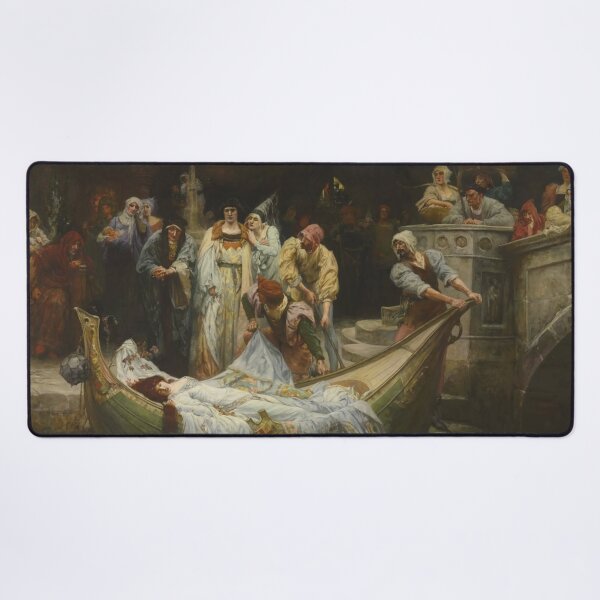 Item preview, The Lady of Shalott Painting - Realist Dramatic Funeral Boat Scene for Classical Art Lovers designed and sold by RickE.