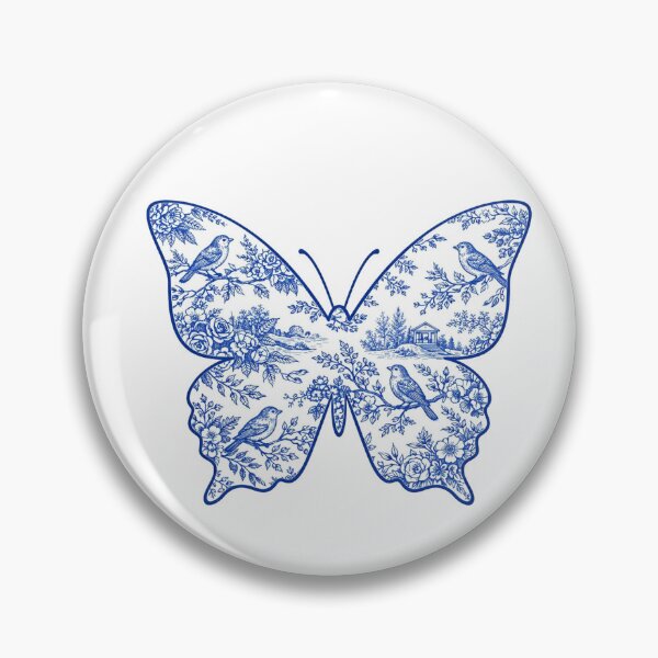 Item preview, Butterfly Toile de Jouy Silhouette designed and sold by stagedoorprint.