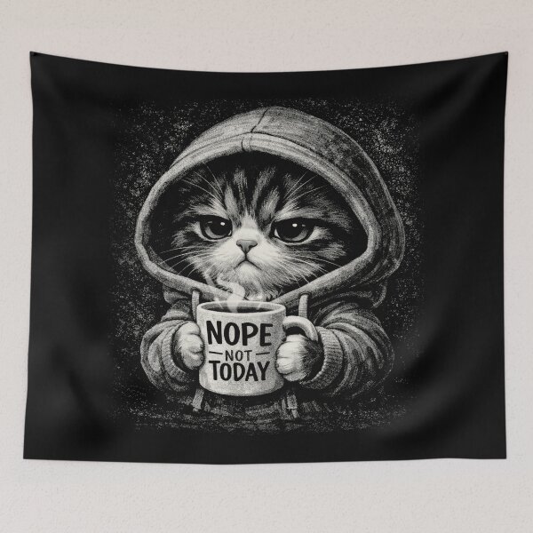 Item preview, Nope Not Today Grumpy Cat in Hoodie Drinking Coffee designed and sold by will freed18.