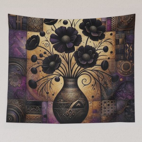 Item preview, Flowers in Purple Gold, Tribal Art Style  designed and sold by Shs-Kenya.
