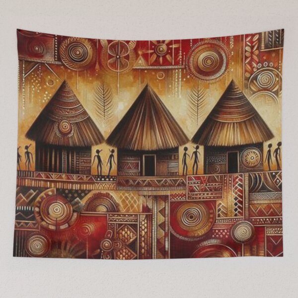Item preview, Huts, Tribal Art Style  designed and sold by Shs-Kenya.