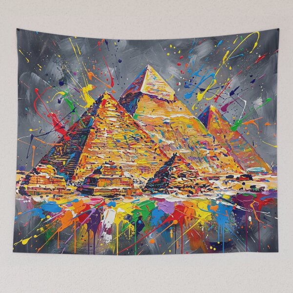 Item preview, Abstract Colourful Pyramids of Giza Painting – Vibrant Egypt Wall Art designed and sold by Printpix.