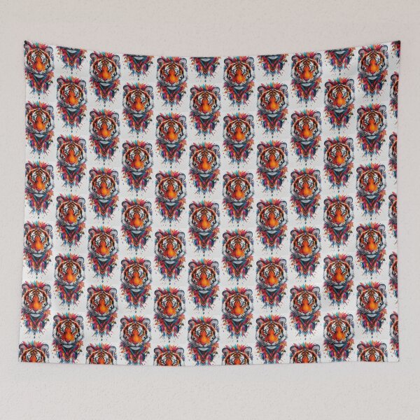 Item preview, Beatiful flowered Tiger head designed and sold by Joshuasanga76a.