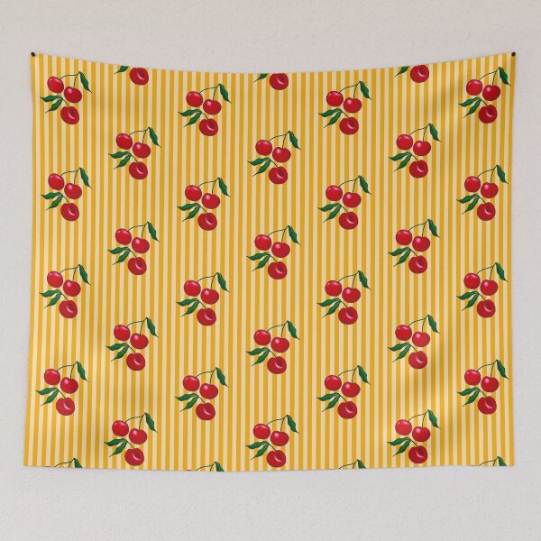 Item preview, Retro cherry pattern yellow aesthetic designed and sold by joleyjl.