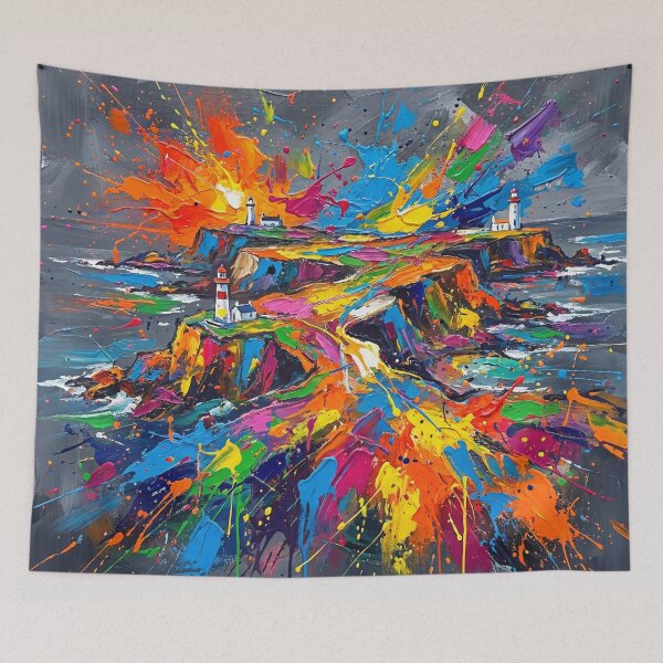 Item preview, Abstract Colourful Rathlin Island Lighthouse Painting designed and sold by Printpix.