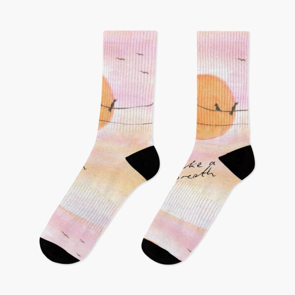 Item preview, Take a Breath – Sunset Birds on Wire | Calm Aesthetic Watercolor Design designed and sold by FunForgeStudio.