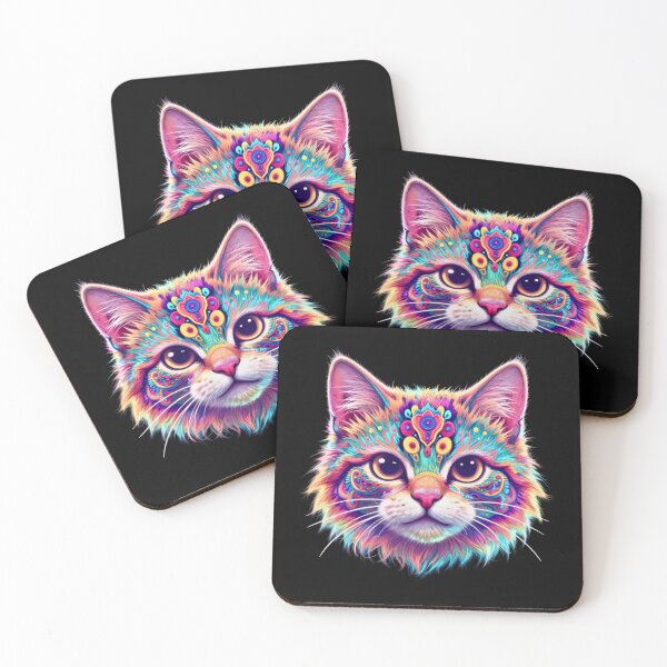 Item preview, Colorful Mandala Cat – Psychedelic Sacred Geometry Cat Art designed and sold by Silaris Designs.
