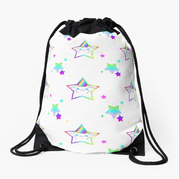 Rainbow Starry Kitty Drawstring Bag