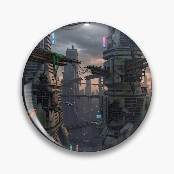 Item preview, Cyberpunk Dystopian City Abandoned Futuristic Skyline Graffiti Urban Art designed and sold by Meteor Destroyer.