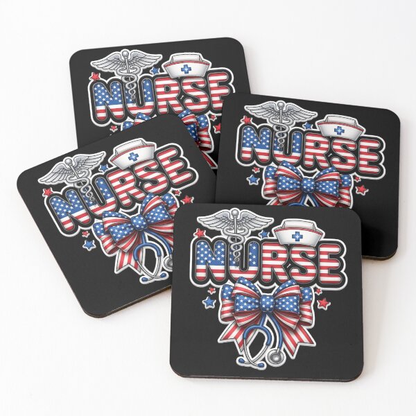 Item preview, Coquette Patriotic Nurse Bow with Stethoscope – Girly American Flag Medical Aesthetic designed and sold by Ladys-Gents.