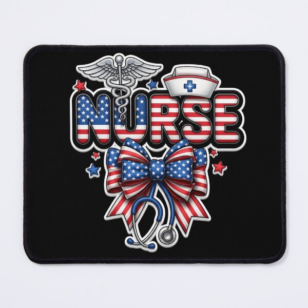 Item preview, Coquette Patriotic Nurse Bow with Stethoscope – Girly American Flag Medical Aesthetic designed and sold by Ladys-Gents.