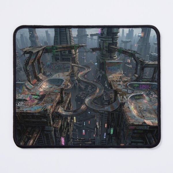 Item preview, Cyberpunk Skate Park Dystopian City Futuristic Urban Graffiti Landscape Art designed and sold by Meteor Destroyer.
