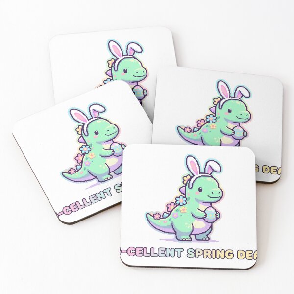 Item preview, A colorful cartoon dinosaur wearing bunny ears on transparent background designed and sold by Creative88Art.