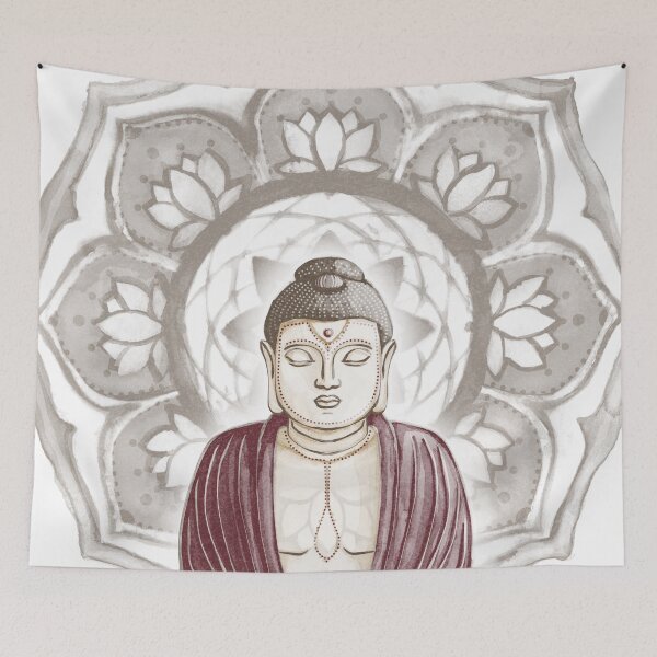 Item preview, Buddha Padma Watercolor - Fawn Earth Wine - Earth Halo designed and sold by Irene Estelle.