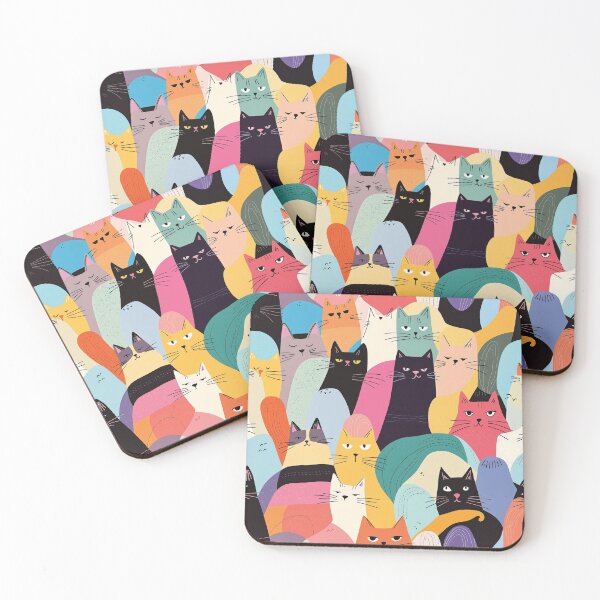 Item preview, Cute Funny Cats abstract repeated design pattern designed and sold by Rhu Creations.