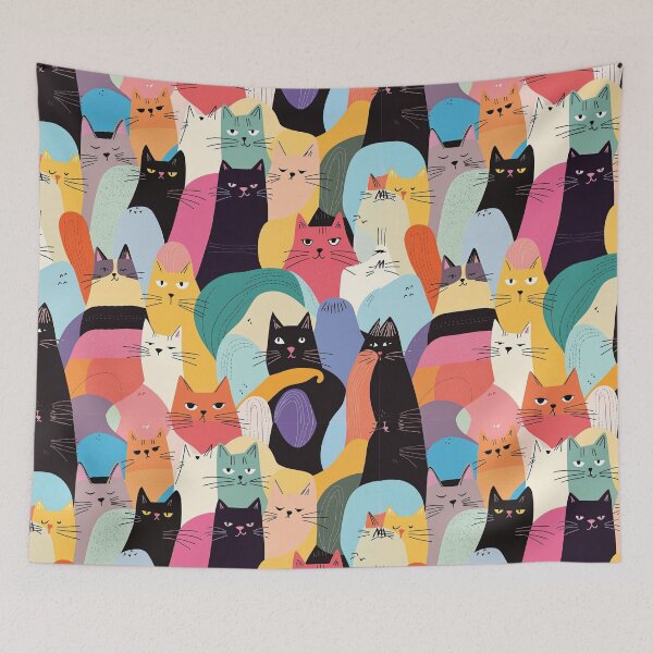 Item preview, Cute Funny Cats abstract repeated design pattern designed and sold by Rhu Creations.