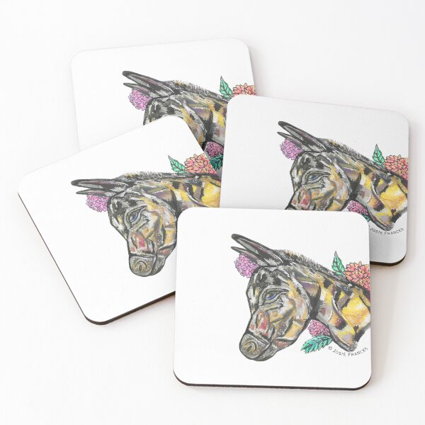 Item preview, Mini Donkey with Dahlias (no background for stickers) designed and sold by Ruby Tiger Creations.