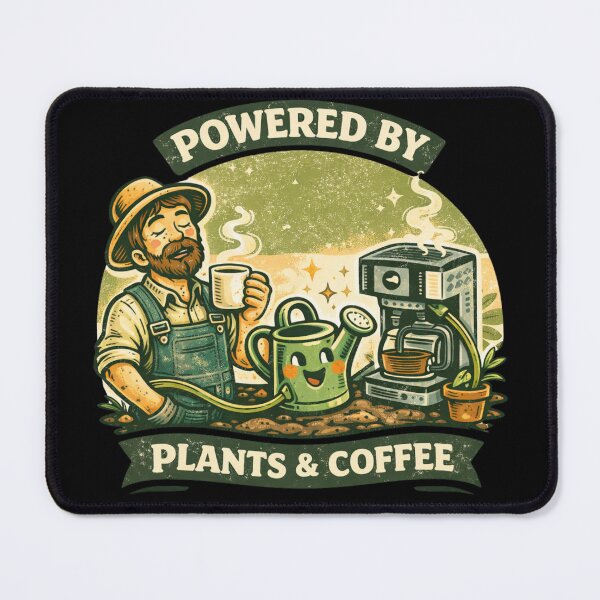 Item preview, Powered by Plants & Coffee - Funny Retro Gardener designed and sold by VeroChaos.